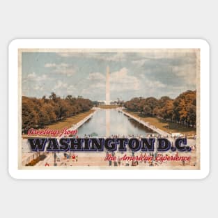 Greetings from Washington D.C. - Vintage-Style Postcard Design Sticker